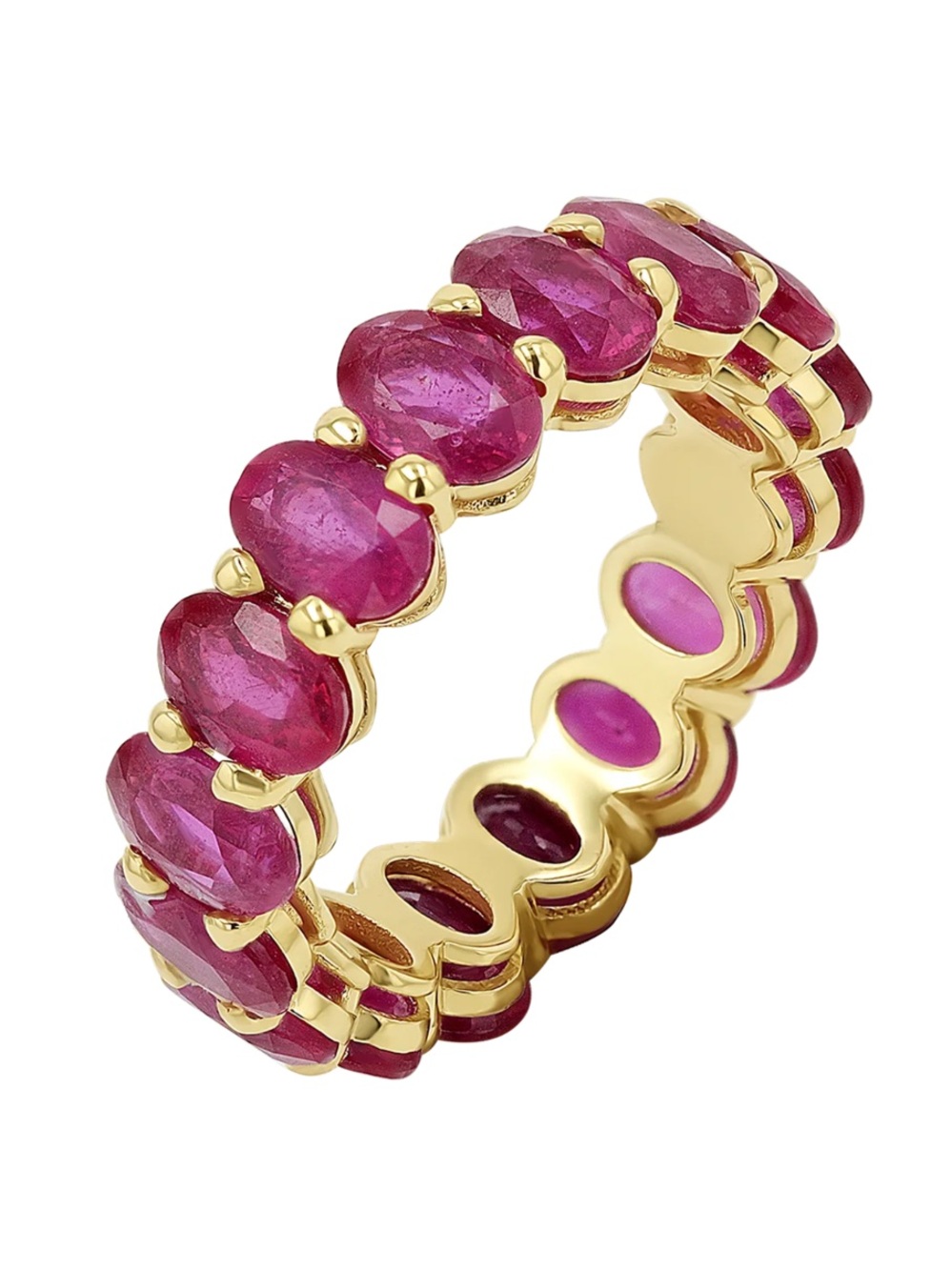 Baby Gold Genuine Ruby Oval Eternity Band Size 5.5 - Picture 4 of 4
